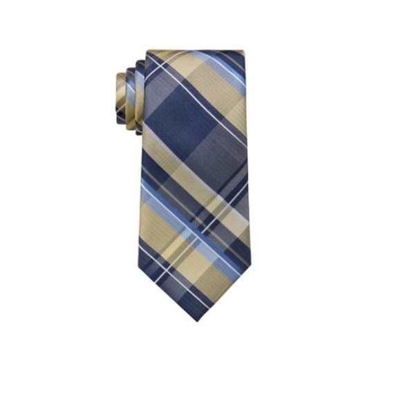 Michael Kors Men's Plaid Tie - Yellow Multi - Picture 6 of 8